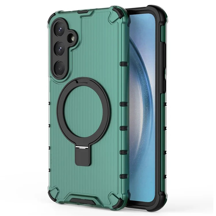 For Samsung Galaxy A55 5G Magnetic Case Kickstand Stripe Design PC+TPU Phone Cover