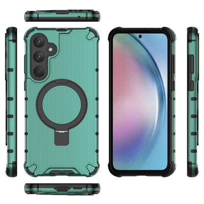 For Samsung Galaxy A55 5G Magnetic Case Kickstand Stripe Design PC+TPU Phone Cover