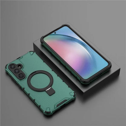 For Samsung Galaxy A55 5G Magnetic Case Kickstand Stripe Design PC+TPU Phone Cover