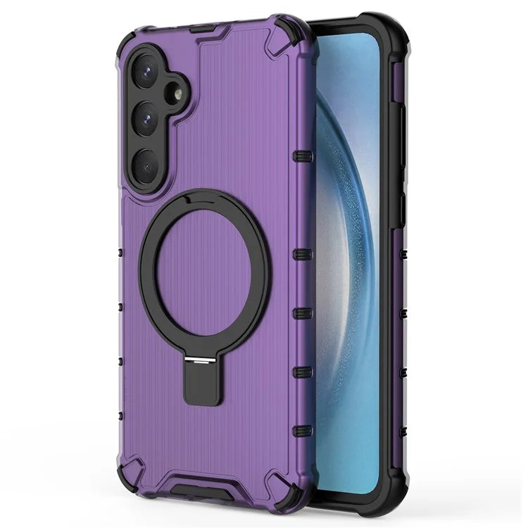 For Samsung Galaxy A55 5G Magnetic Case Kickstand Stripe Design PC+TPU Phone Cover