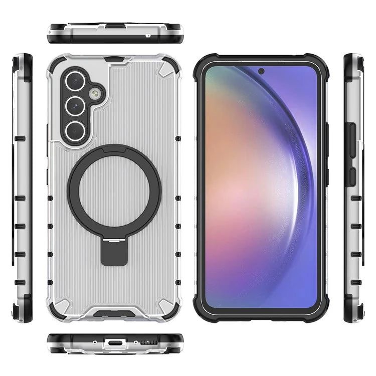 For Samsung Galaxy A54 5G Case Magnetic Kickstand PC+TPU Phone Cover Stripe Design