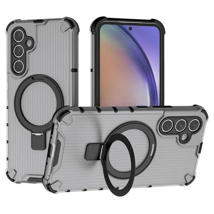 For Samsung Galaxy A54 5G Case Magnetic Kickstand PC+TPU Phone Cover Stripe Design