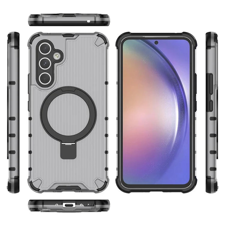 For Samsung Galaxy A54 5G Case Magnetic Kickstand PC+TPU Phone Cover Stripe Design