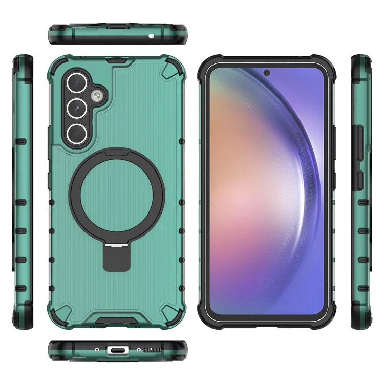 For Samsung Galaxy A54 5G Case Magnetic Kickstand PC+TPU Phone Cover Stripe Design