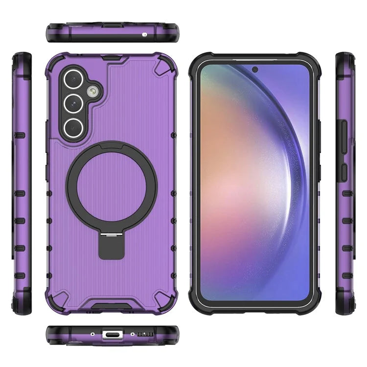 For Samsung Galaxy A54 5G Case Magnetic Kickstand PC+TPU Phone Cover Stripe Design