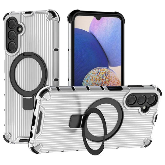 For Samsung Galaxy A14 5G / A14 4G Phone Case Kickstand Stripe Design PC+TPU Magnetic Cover