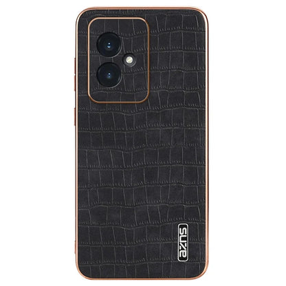 AZNS For Honor 100 5G Case Crocodile Texture Leather+TPU Cover Electroplating Frame