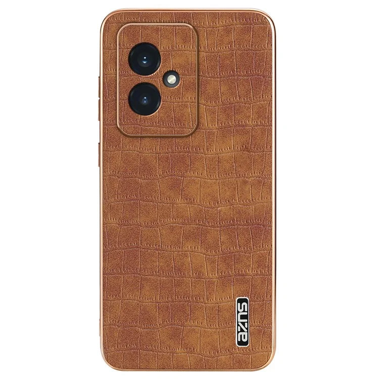 AZNS For Honor 100 5G Case Crocodile Texture Leather+TPU Cover Electroplating Frame