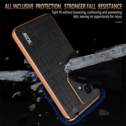 AZNS For Honor 100 5G Case Crocodile Texture Leather+TPU Cover Electroplating Frame