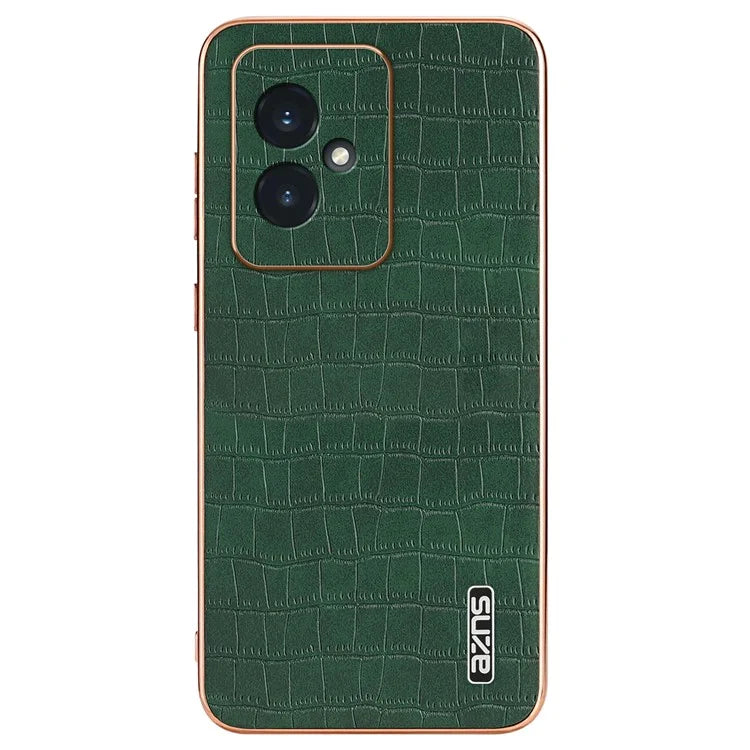 AZNS For Honor 100 5G Case Crocodile Texture Leather+TPU Cover Electroplating Frame