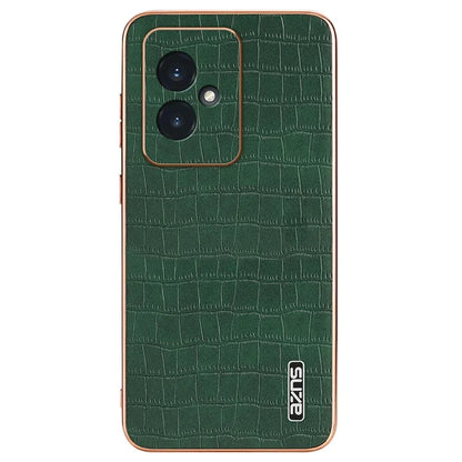 AZNS For Honor 100 5G Case Crocodile Texture Leather+TPU Cover Electroplating Frame