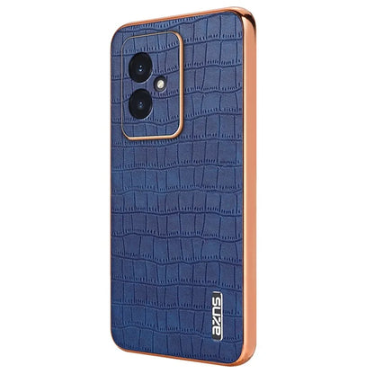 AZNS For Honor 100 5G Case Crocodile Texture Leather+TPU Cover Electroplating Frame