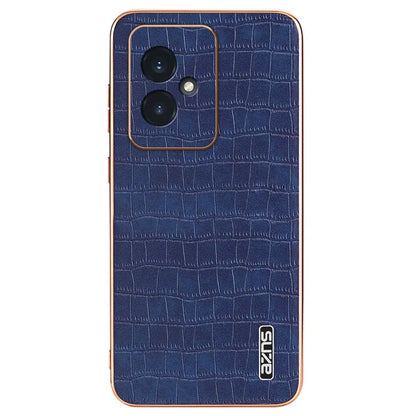 AZNS For Honor 100 5G Case Crocodile Texture Leather+TPU Cover Electroplating Frame