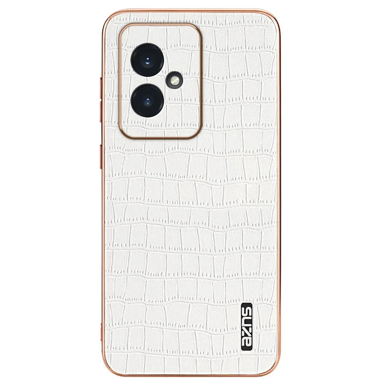 AZNS For Honor 100 5G Case Crocodile Texture Leather+TPU Cover Electroplating Frame