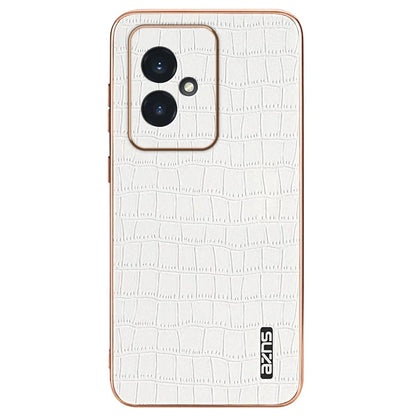 AZNS For Honor 100 5G Case Crocodile Texture Leather+TPU Cover Electroplating Frame