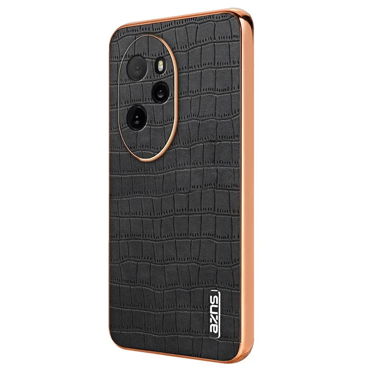 AZNS For Honor 100 Pro 5G Case Crocodile Texture Leather Covered TPU Phone Cases