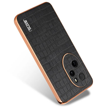 AZNS For Honor 100 Pro 5G Case Crocodile Texture Leather Covered TPU Phone Cases