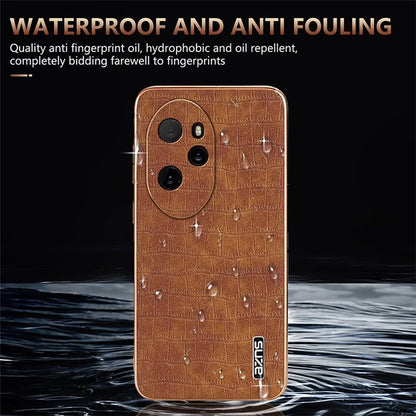AZNS For Honor 100 Pro 5G Case Crocodile Texture Leather Covered TPU Phone Cases