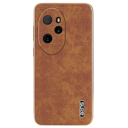 AZNS For Honor 100 Pro 5G Case Crocodile Texture Leather Covered TPU Phone Cases