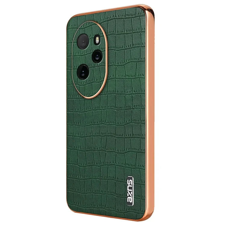 AZNS For Honor 100 Pro 5G Case Crocodile Texture Leather Covered TPU Phone Cases