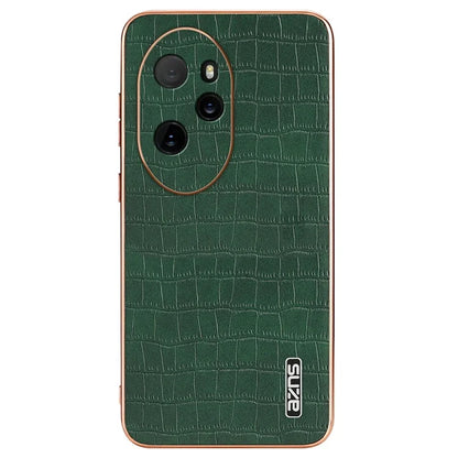 AZNS For Honor 100 Pro 5G Case Crocodile Texture Leather Covered TPU Phone Cases