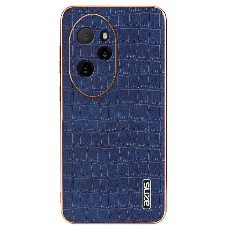 AZNS For Honor 100 Pro 5G Case Crocodile Texture Leather Covered TPU Phone Cases