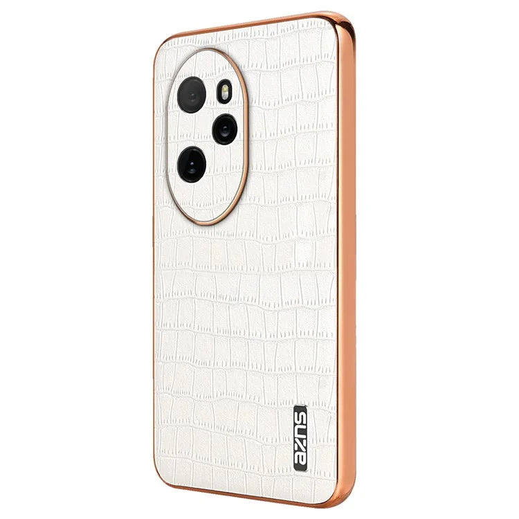 AZNS For Honor 100 Pro 5G Case Crocodile Texture Leather Covered TPU Phone Cases