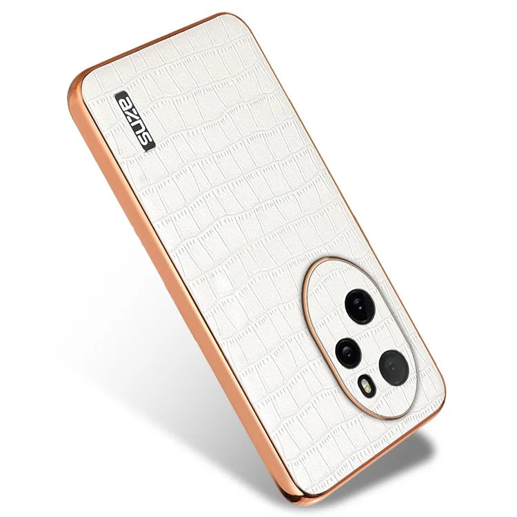 AZNS For Honor 100 Pro 5G Case Crocodile Texture Leather Covered TPU Phone Cases