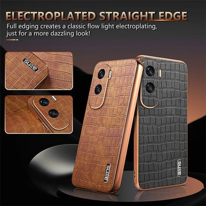 AZNS For Honor X50i 5G / 90 Lite 5G Case Electroplating PU Leather Coated TPU Phone Back Cover