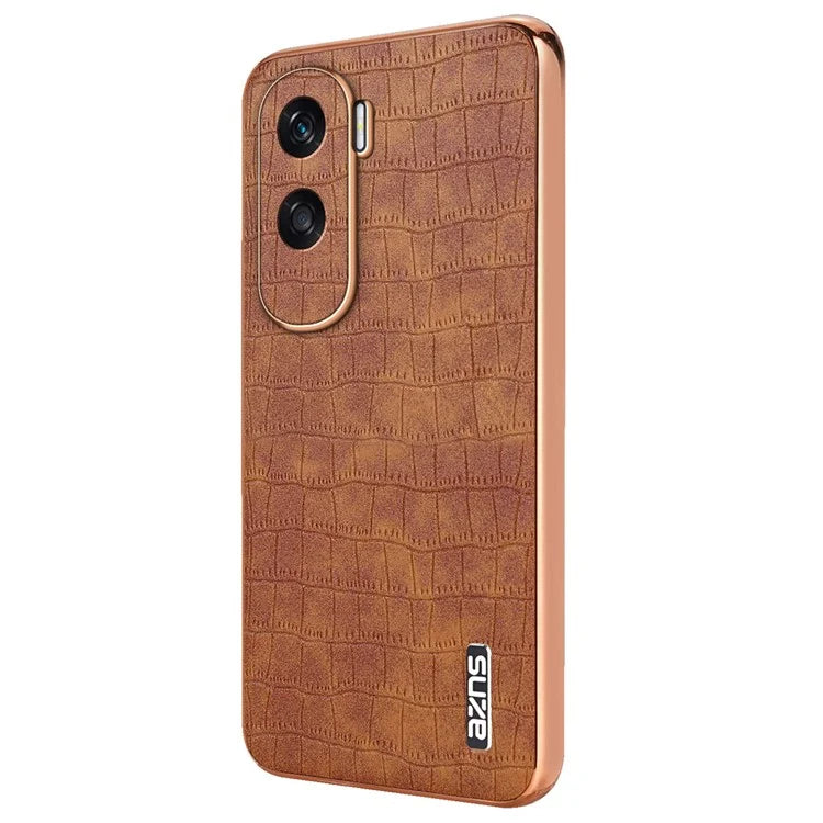 AZNS For Honor X50i 5G / 90 Lite 5G Case Electroplating PU Leather Coated TPU Phone Back Cover