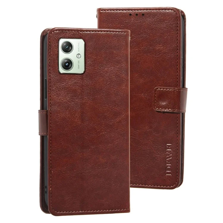 IDEWEI For Motorola Moto G64 5G Case Wallet Phone Leather Cover Crazy Horse Texture