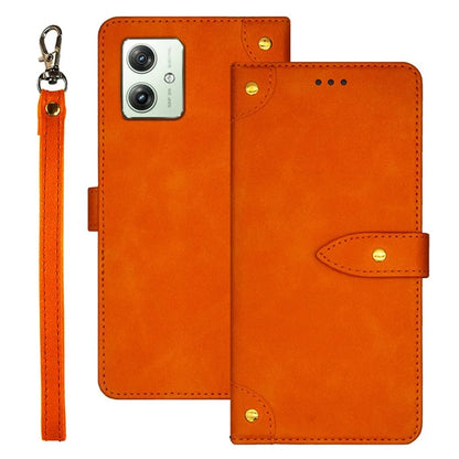 IDEWEI For Motorola Moto G64 5G Case Leather Phone Cover Gold Button 3 Card Holder