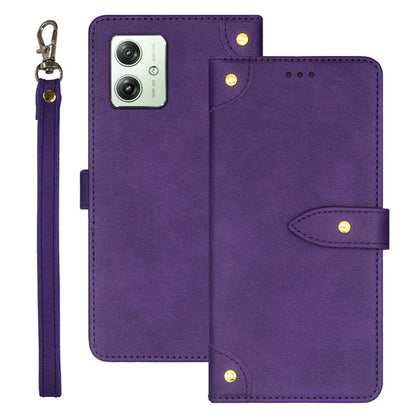 IDEWEI For Motorola Moto G64 5G Case Leather Phone Cover Gold Button 3 Card Holder