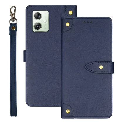 IDEWEI For Motorola Moto G64 5G Case Leather Phone Cover Gold Button 3 Card Holder