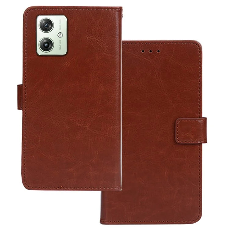 IDEWEI for Motorola Moto G64 5G Case Wallet Crazy Horse Textrure Phone Leather Cover