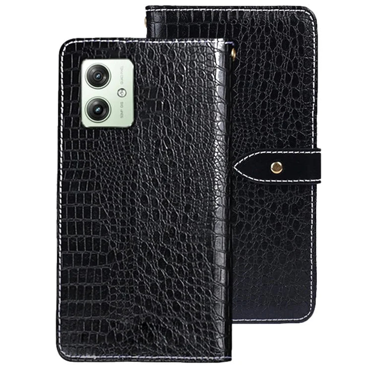 IDEWEI For Motorola Moto G64 5G Wallet Case Crocodile Texture Leather Phone Cover