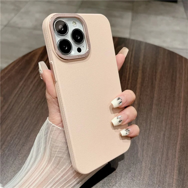 For iPhone 15 Pro Case PU Leather Coated PC Hard Phone Cover