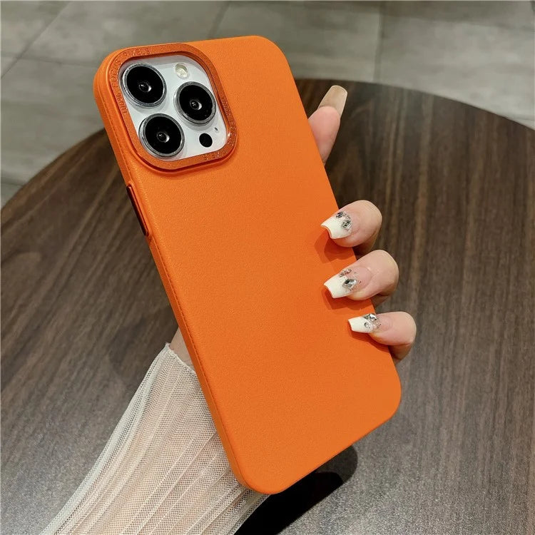 For iPhone 14 Pro Case PU Leather Hard PC Phone Cover Textured Shockproof