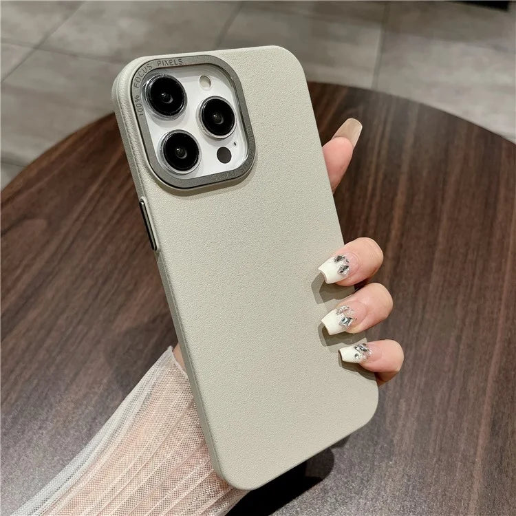 For iPhone 14 Pro Case PU Leather Hard PC Phone Cover Textured Shockproof