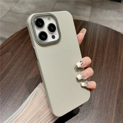 For iPhone 14 Pro Case PU Leather Hard PC Phone Cover Textured Shockproof