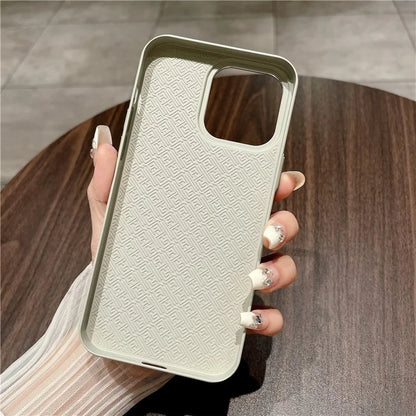 For iPhone 14 Pro Case PU Leather Hard PC Phone Cover Textured Shockproof