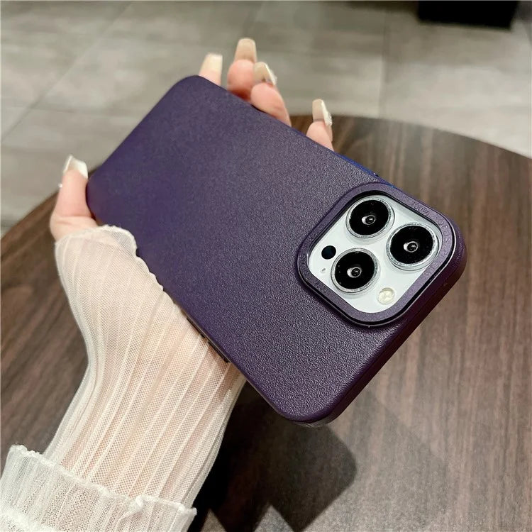 For iPhone 14 Pro Max Case PU Leather Coated Hard PC Phone Back Cover