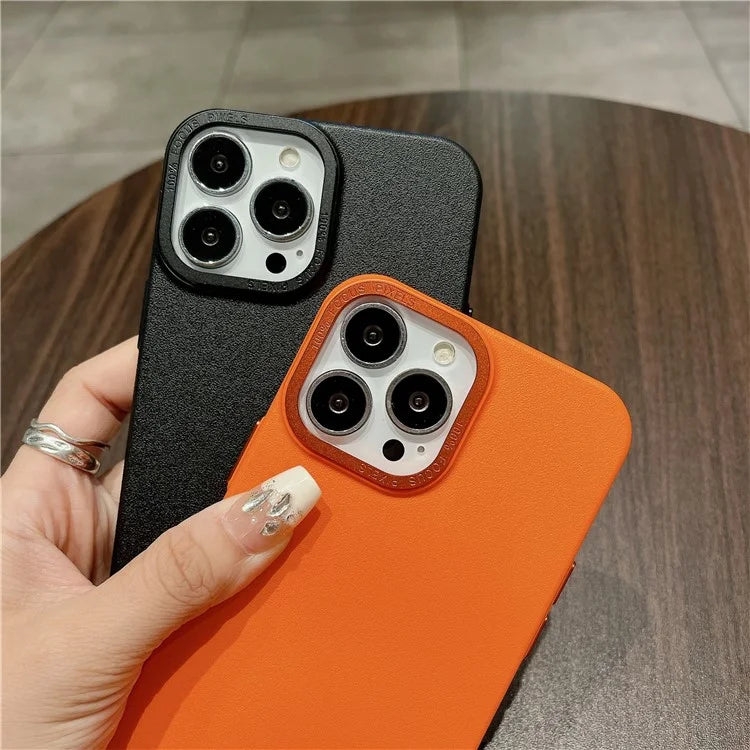 For iPhone 14 Pro Max Case PU Leather Coated Hard PC Phone Back Cover