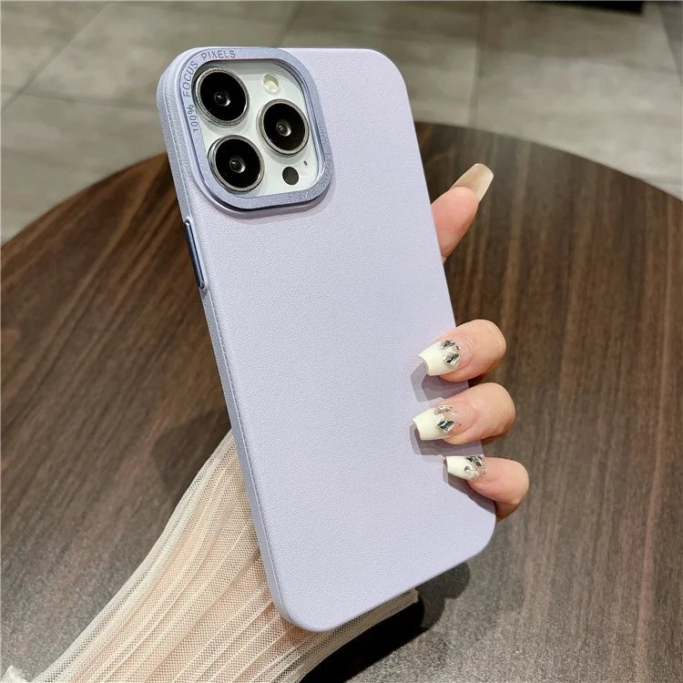 For iPhone 14 Pro Max Case PU Leather Coated Hard PC Phone Back Cover