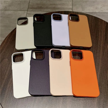 For iPhone 14 Pro Max Case PU Leather Coated Hard PC Phone Back Cover