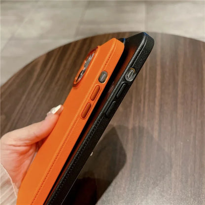 For iPhone 14 Pro Max Case PU Leather Coated Hard PC Phone Back Cover