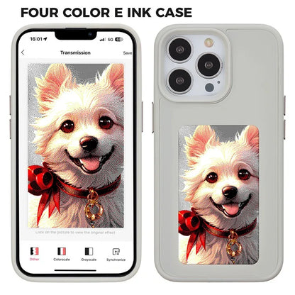 INKZONE For iPhone 12 / 12 Pro 4-Color E Ink Case PC+TPU Phone Cover DIY Customized Pattern