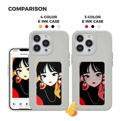 INKZONE For iPhone 12 / 12 Pro 4-Color E Ink Case PC+TPU Phone Cover DIY Customized Pattern