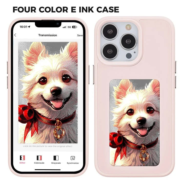 INKZONE For iPhone 12 / 12 Pro 4-Color E Ink Case PC+TPU Phone Cover DIY Customized Pattern