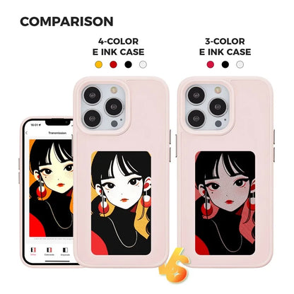INKZONE For iPhone 12 / 12 Pro 4-Color E Ink Case PC+TPU Phone Cover DIY Customized Pattern